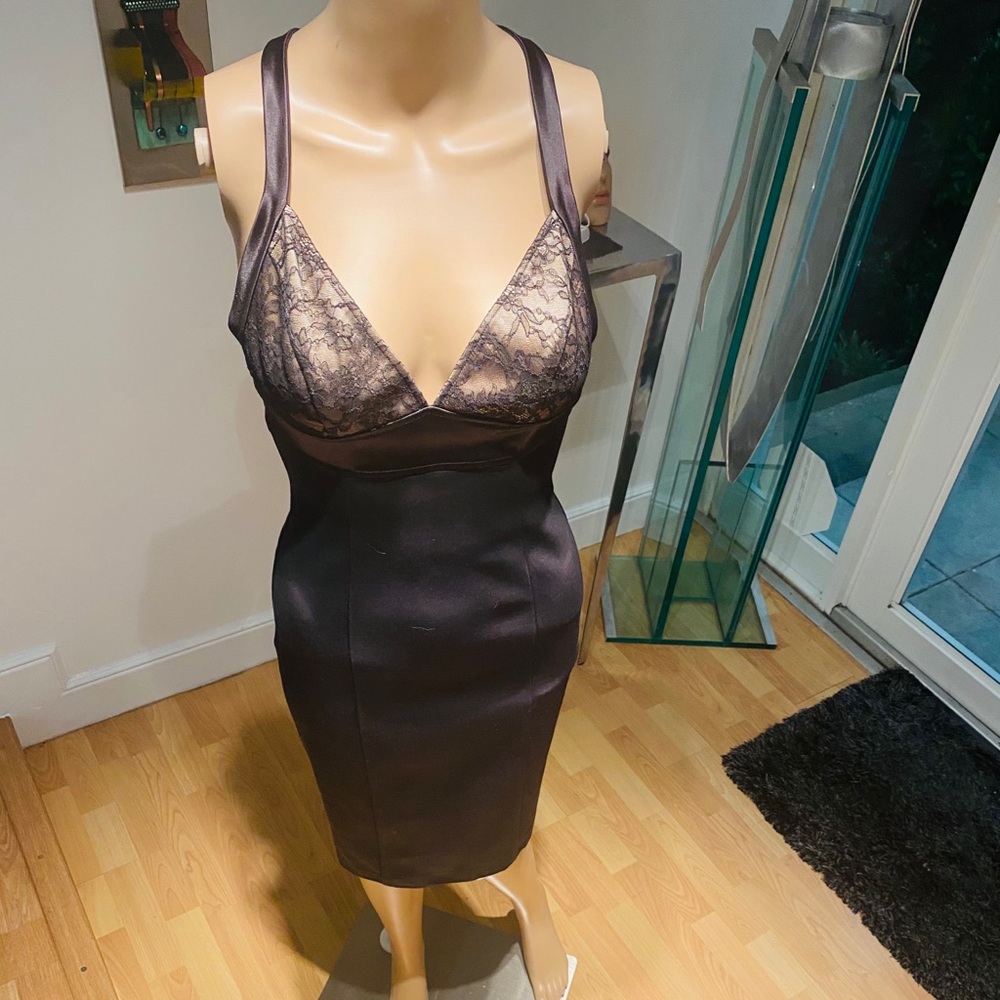 Vertigo Paris  black satin lace dress